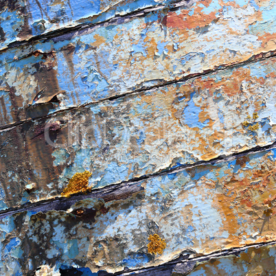 Old boat with peeling paint background texture