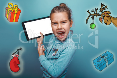 Christmas girl teen Keep your tablet shouts sketch deer gifts mitten new year