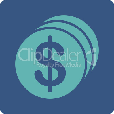 BiColor Cyan-Blue--dollar coins.eps