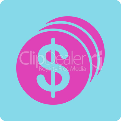 BiColor Pink-Blue--dollar coins.eps