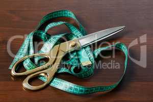 Professional tailor's tools for cutting and sewing