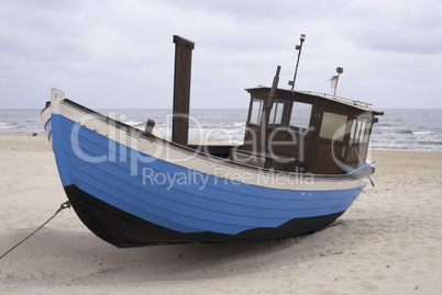 Fischerboot am Strand von Heringsdorf,Usedom, Mecklenburg-Vorpom