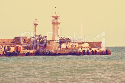 Old lighthouse in the Crimea retro