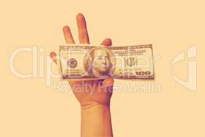 human hand with money