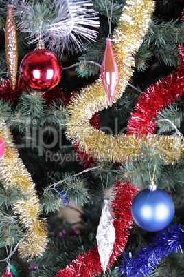 toys on green christmas fir