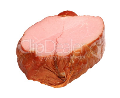 piece of boiled and smoked meat isolated