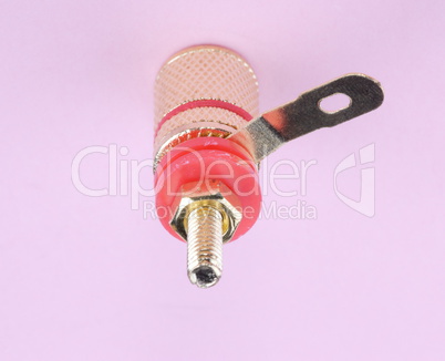 Speaker connector on pink background