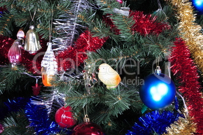 toys on green christmas fir