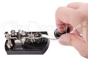 Hand with Morse Key Isolated