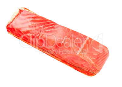 piece of red fish fillet isolated on white