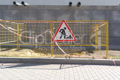 road works sign