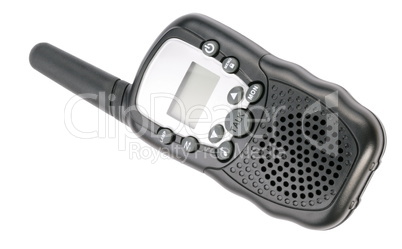 Walkie Talkie in Black Plastic Case Isolated