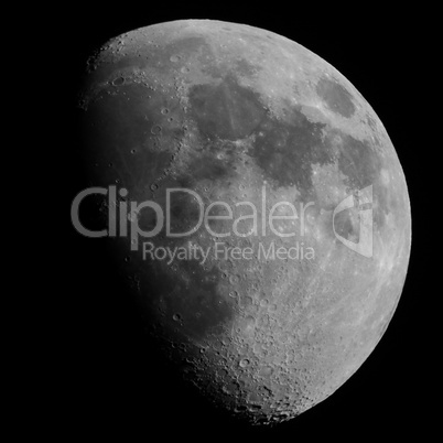 Black and white Gibbous moon