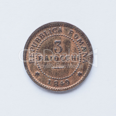 Old Italian coin 3 baiocchi