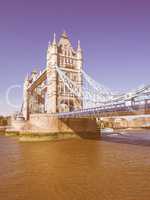 Retro looking Tower Bridge in London