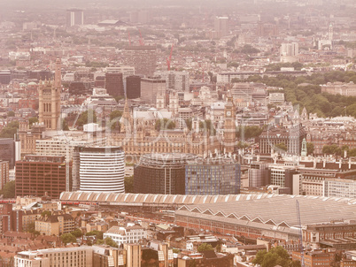 Retro looking Aerial view of London