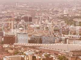 Retro looking Aerial view of London