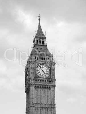 Black and white Big Ben in London