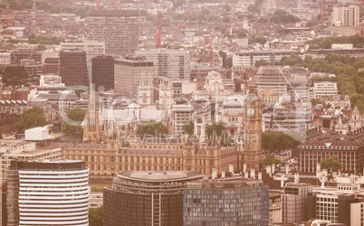 Retro looking Aerial view of London