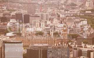 Retro looking Aerial view of London