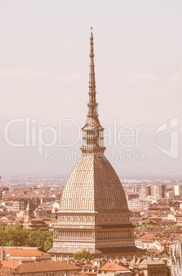 Retro looking Mole Antonelliana in Turin