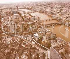 Retro looking Aerial view of London