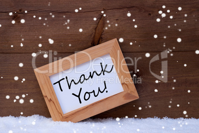 Picture Frame With Text Thank You, Snow, Snowflakes