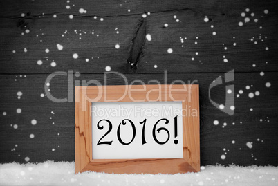 Picture Frame With Gray Background, 2016, Snow, Snowflakes