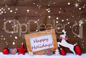 Red Christmas Decoration, Happy Holidays, Snow, Stars, Snowflake