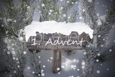 Sign Snowflakes Fir Tree 1 Advent Means Christmas Time