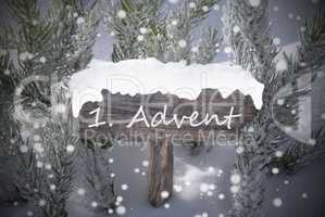 Sign Snowflakes Fir Tree 1 Advent Means Christmas Time