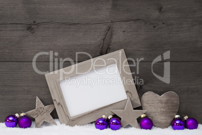 Gray Purple Christmas Decoration With Copy Space