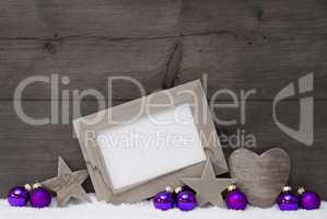 Gray Purple Christmas Decoration With Copy Space