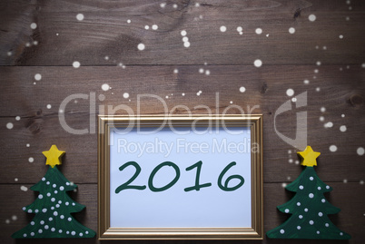 Picture Frame With Christmas Tree, 2016 And Snowflakes