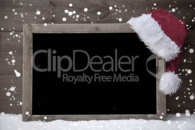 Gray Christmas Card, Blackboard,Snow, Hat, Copy Space, Snowflake