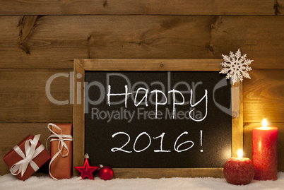 Festive Christmas Card, Blackboard, Snow, Candles, Happy 2016