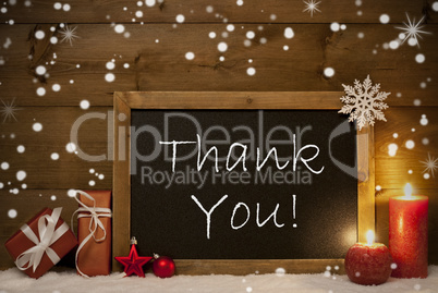 Christmas Card, Blackboard, Snowflakes, Candles, Thank You