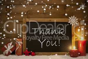 Christmas Card, Blackboard, Snowflakes, Candles, Thank You