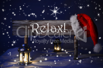 Christmas Sign Candlelight Santa Hat Relax