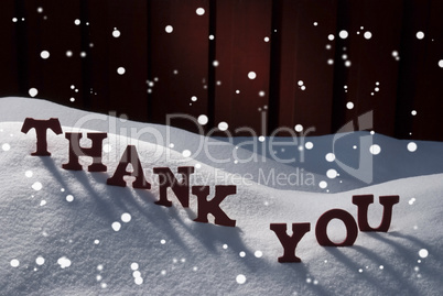 Christmas Card With Snow, Thank You, Snowflakes