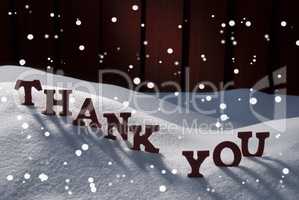 Christmas Card With Snow, Thank You, Snowflakes