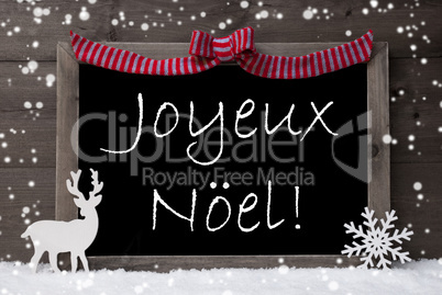 Gray Card, Snow, Loop, Joyeux Noel Mean Merry Christmas