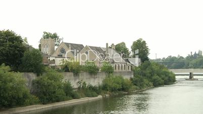 Landscape, Grand River waterfront and houses