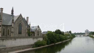 Landscape, Grand River waterfront and houses