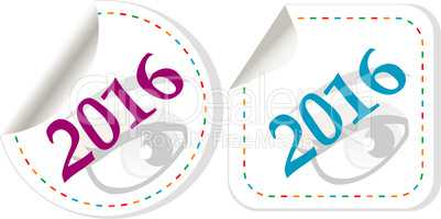 2016 new year symbol, icons or button set isolated on white background, represents the new year 2016