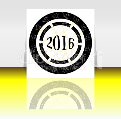 Happy new year 2016 symbol with calligraphic design on abstract background.
