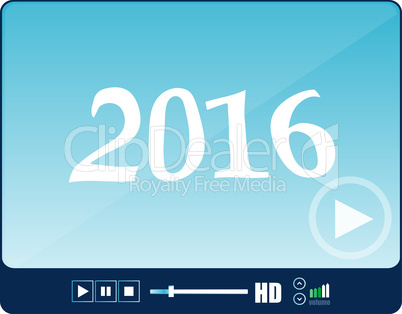Media player interface, web player isolated on white with a 2016 sign, holiday icon