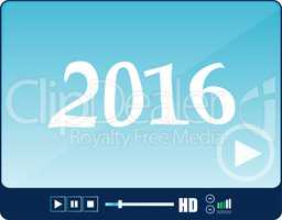 Media player interface, web player isolated on white with a 2016 sign, holiday icon