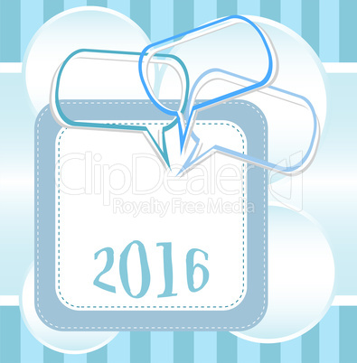 2016 New Year card design with abstract speech bubbles set