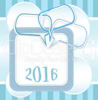 2016 New Year card design with abstract speech bubbles set